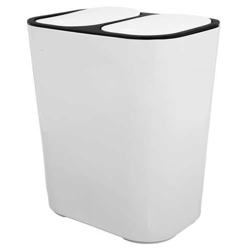 Caneca de basura reciclaje con doble compartimento blanca