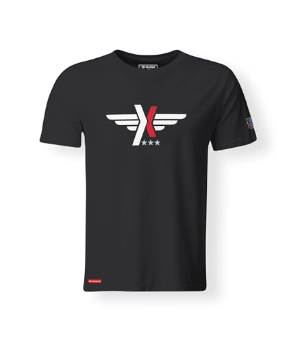 Xkyflight Camiseta Classic Brand (FR/ES, Letras, L, Regular, Regular, Stealth Black)