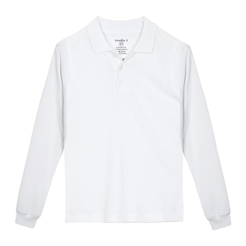 Image of Studio 3 Boy's - 4-Pack School Uniform Short and Long Sleeve Pique Polo Shirts
