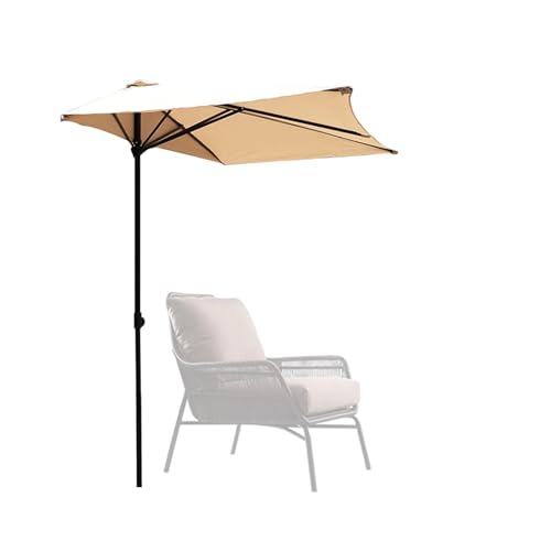 250×130cm Parasol Extérieur Demi-Rectangulaire, Parasol Mural Réglable en Hauteur avec 5 Baleines, Parasol pour Balcon, Jardin, Terrasse, Appartement