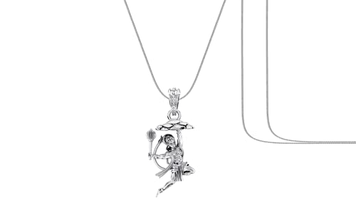 Pendentif Hanuman argent 925 pur et chaîne solide de 55,9 cm pour homme