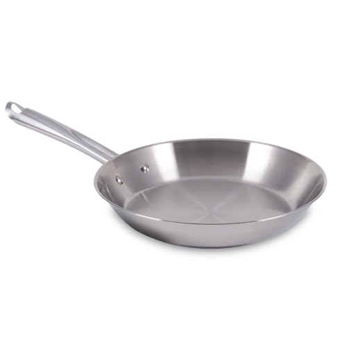 T-Fal Gourmet Stainless Steel Fry Pan 12.5 Inch Induction Compatible Skillet Pan, Fast and Even Heating, Oven Safe to 500F, Professional Grade Cookware for Home Chefs