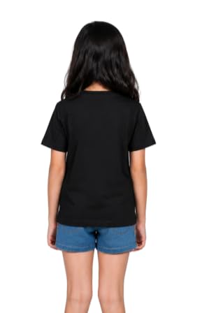 Image of ORATEES Kids T-Shirt Girls Plain Black Pure Cotton Bio Wash Regular Fit Round Neck Half Sleeve