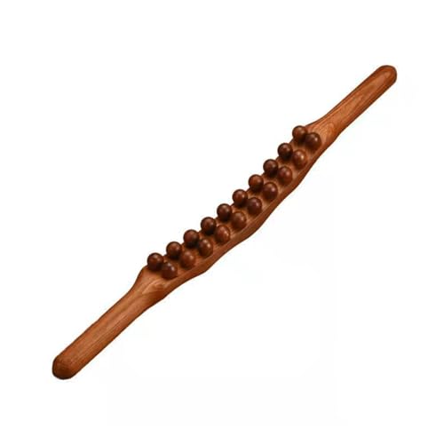 20 Beads Wood Massage Stick Myofascial Release Tool Double Row Point Treatment GuaSha Tools for Whole Body Muscle Relaxation Point Massage Scrap