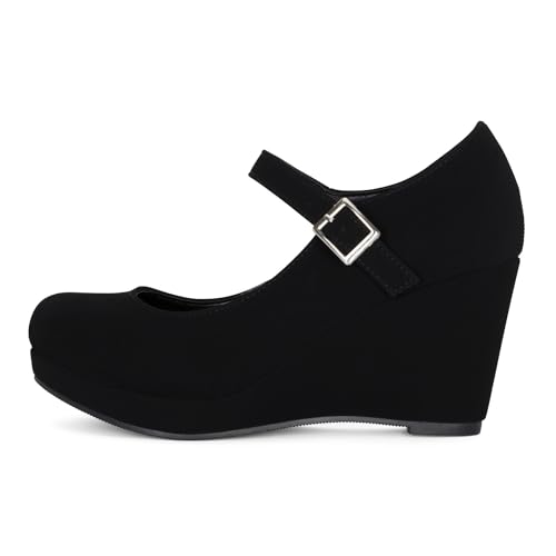 Chariot & Co: Nova - Womens Mary Jane Platform Wedge Pumps Comfort Cushion Ankle Strap Office Party Dress Shoes2