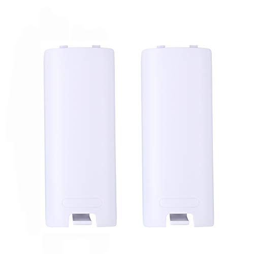 Image of Trenro Wii Remote Controller Battery Cover, 2 Pack Back Cover Replacement for Nintendo Wii U Remote - White
