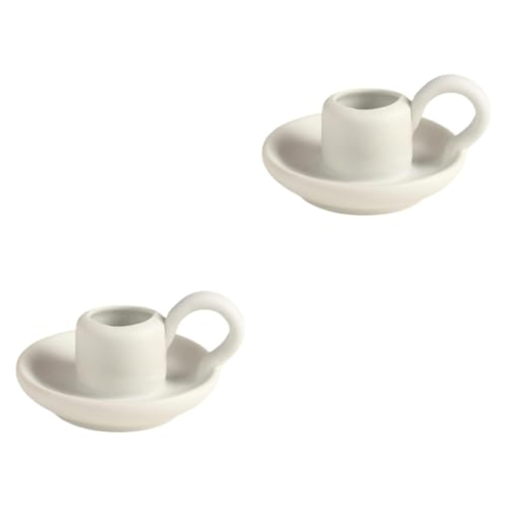 2Pcs Ceramic Candle Holders with Handle for Desktop