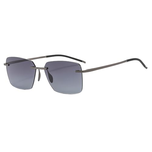 [PUKCLAR] パクラー メンズサングラス 偏光・軽量・フレームレスデザイン ナイロン偏光レンズ 合金フレーム 光学フレームとの組み合わせが可能 専用ケースとテストカード付き