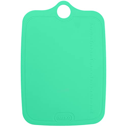 IMEKO TPU Cutting Board, BPA Free, Knife Friendly, Flexible, Dishwasher Friendly, Space Saving, Ergonomic Design, Chopping Mat - Aqua Green - Size: Medium 13.7