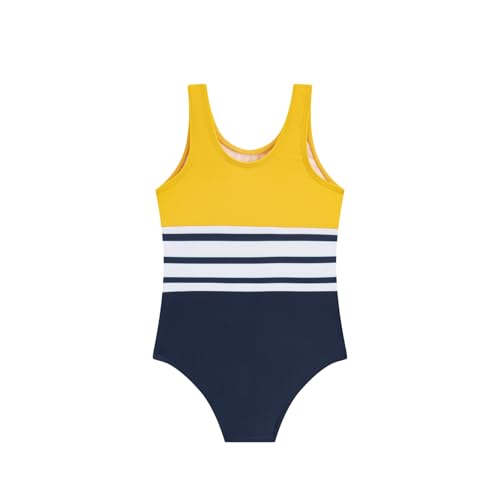 LIZENS Girls' Swimsuit One Piece Color Block Stripe Summer Beach Bathing Suit for Kids