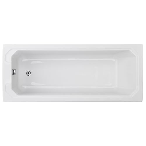 Balterley 1700 x 700mm Traditional Square Shower Bath with Legs, Straight Single Ended Straight Gloss White Soaking Shower Bath, Acrylic Baths for Bathrooms, Adjustable Leg Set (White)