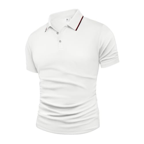Image of ZITY Mens Polo Shirts Short Sleeve Golf Polo Shirts for Men Casual Sport Shirt Basic Regular-Fit Sports Tennis Tshirts White
