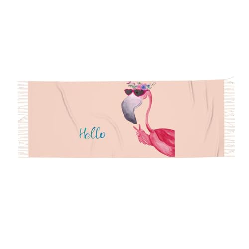 Dimensioni sciarpa: la nostra sciarpa stampata Hello Glasses Flamingo misura 196 x 68 cm con frangia. Possiamo usarlo non solo come sciarpa tradizionale, poncho o scialle, ma anche come comoda sciarpa coperta, perfetta per primavera, autunno e inverno.