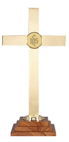 BrassWood Altar Cross 24 W IHS Emblem