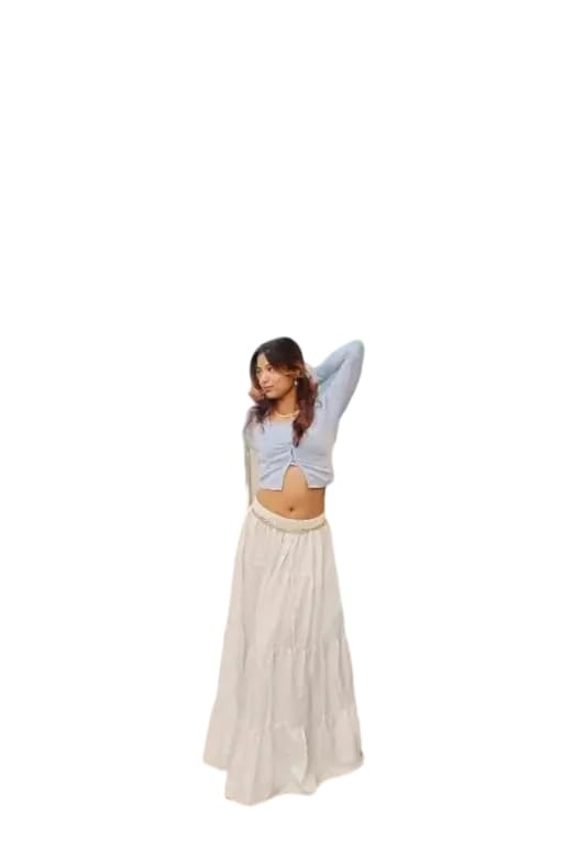 Bohemian Ethnic Flared White Tiered Long Skirt for Women's-image-20