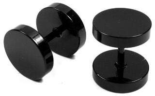 modeva "elevate your essence" Matte Black Stud Earrings, Fake Gauge Illusion Plug Style, Unisex-picture-32