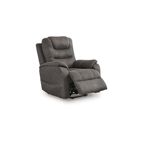 Signature Design By Ashley Snowfield Recliner Chair, Power Lift with Heat and Massage, Faux Leather Upholstery, Easy View Adjustable Headrest, USB Charging, Living Room Comfort by Signature Design by Ashley - Used condition - Image 3