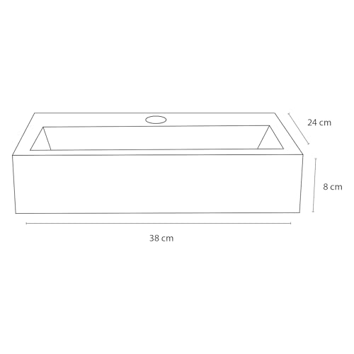 Vasque en béton gris clair 38x24 cm Differnz avec son robinet noir mat compact - 7