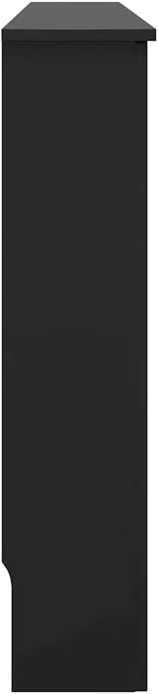 Radiator Cover Black 44.1"x7.5"x32.1" MDF Modern Slatted Design Cabinet for Living Room with Additional Shelf Space, Easy Assembly, Durable and Stylish Home Decor