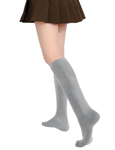 Image of Buauty 3 pairs Knee High Socks for Women, Casual Tube Socks, Athletic Socks Solid & Striped Sport Socks Outdoor Fashion