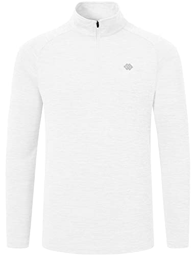 Mofiz Men's Half Zip Running Pullover Long Sleeve Golf Polo Shirt Quick Dry Upf 50+ Sun Protection Hiking Fishing Sports Top White M #TOP1