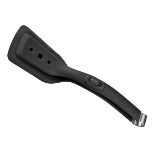 ELAYARD Pinzas De Cocina y Espátula De Silicona Resistente Al Calor, Multifuncional para Filetes y Pescado, Color Negro, Utensilio Ergonómico Adecuado para Chefs y Barbacoas