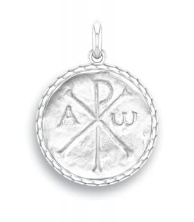 Médaille Chrisme argent 925 pendentif religieux chrétien pour chaîne de cou homme et femme
