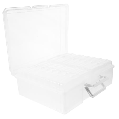 Happyyami Photo Storage Box Reusable Plastic Large Storage for Photos Postcards Cards Compact Portable