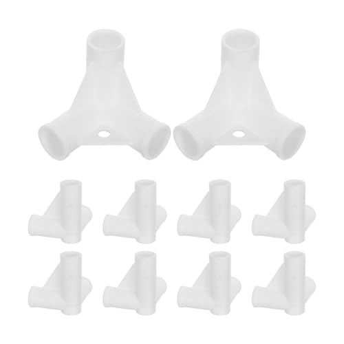 FESTFENDS 10pcs 3 Way Frame Connector - Plastic Tee Elbow - DIY Furniture Replacement Parts for Tent Pole and Closet - Photo Studio Accessories White ID19mm