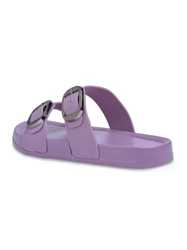 Image of Creattoes Women & Girls Comfort Slide Sandals | Triple Buckle Slip-On Flats | Soft Cushioned Anti-Skid Sole for Casual Wear | CR82