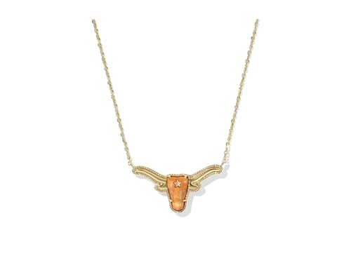 Kendra Scott, Women's, Longhorn Short Pendant Necklace, Variegated Orange Magnesite, One Size