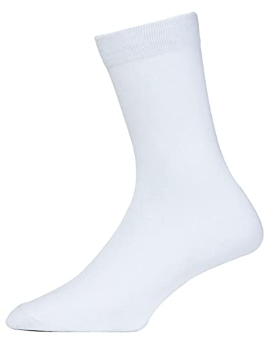 Image of RC. ROYAL CLASS Boys and Girls Calf Length White Plain Organic Cotton School Socks (Pack of 5 Pairs)