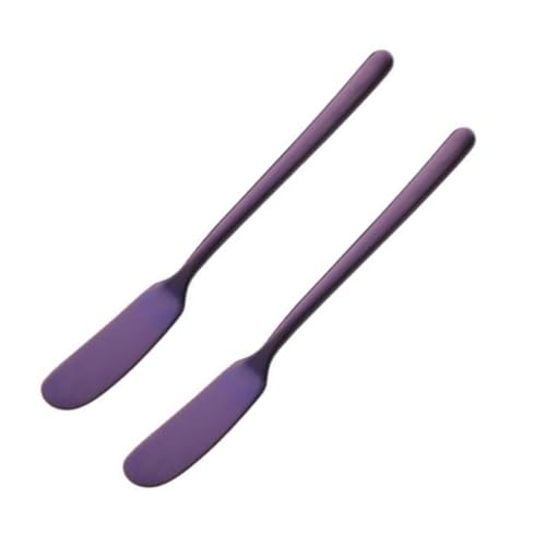 ASAKKURA 2 Pièces Couteaux à Beurre et Fromage en Acier Inoxydable 304, Racloirs à Gâteaux Multifonctions, Trancheuses et Façonneurs Cuisine Professionnelle, Couleur Violet Foncé,