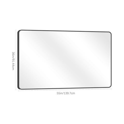 Image of DESBING 36 inch x 55 inchBathroom Mirror, Matte Black Wall Mirror with Metal Frame, Decorative Rectangular Vanity Mirror for Bedroom Bathroom Living Room Entryway (Horizontal /Vertical)