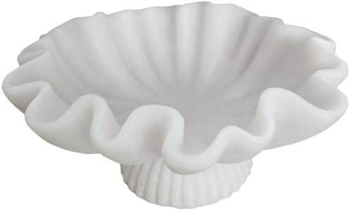 10" Large Decorative Bowl decor - milky white Scalloped Decorativ...