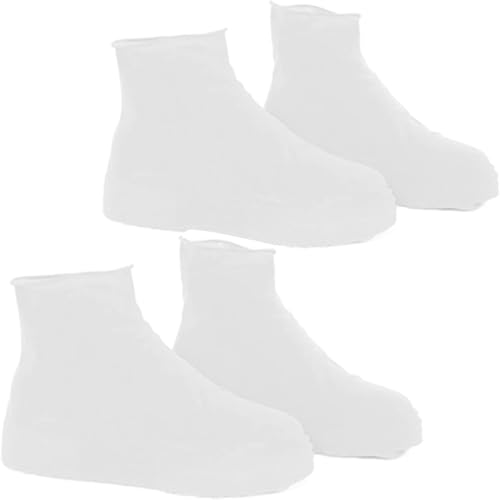 Waterproof Shoe Covers, Elastic and Reusable Shoe Protector for Rain and Wet Weather, Universal Size Fits Shoes Size 40-47, White2