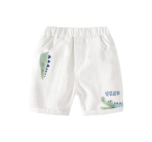 Toddler Baby Boys Casual Cotton Cartoon Cropped Pants Elastic Waist Sport Jogger Shorts Summer Outfit with Pockets