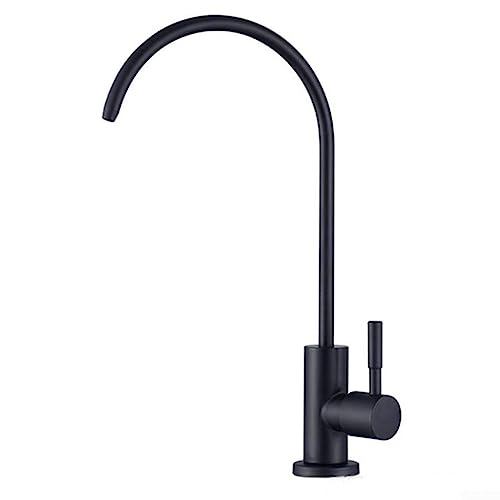 Lioaeust Grifo de cuello de cisne, grifo purificador de agua de acero inoxidable G1/2, filtro de agua potable de ósmosis inversa (negro)