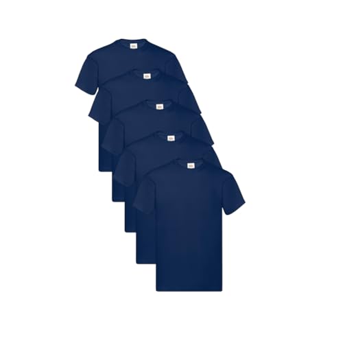 FRUIT OF THE LOOM Herren Original T. T-Shirt, Navy, L (5er Pack)