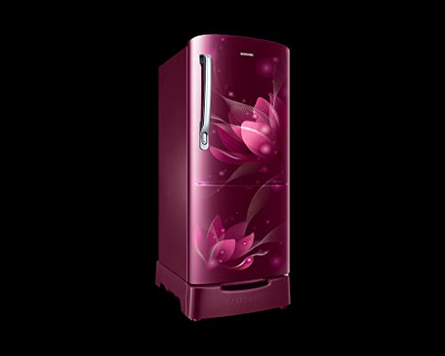 Image of Samsung 183 L, 2 Star, Digital Inverter, Direct-Cool Single Door Refrigerator (RR20C2812R8 /NL, Blooming Saffron Red, Base Stand Drawer)