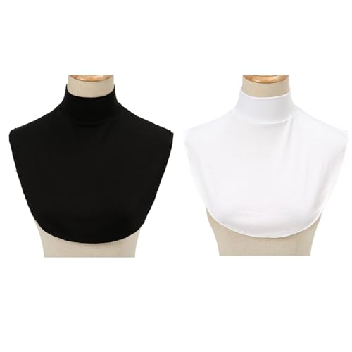 Pokinge 2Pcs Modal Turtleneck Fake Collar Scarf, Solid Color Detachable Dickey Collar Turtleneck Top Half Shirt Blouse Fake Collar Sweaters Shirt Accessories3