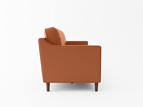 Meeyar Bosy Comfortable 3 Seat Sofa Couch,Love Seat Couch For Small Living Room Office Apartment,Faux Leather With 3 Piece Back Cushion,Slid Wood Leg,Easy Assembly(79.5",Brown) #TOP5