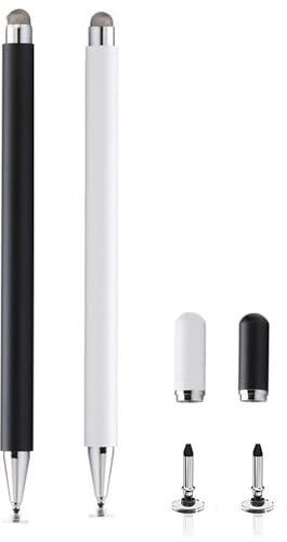 Lot de 2 stylets 2 en 1 pour Samsung Galaxy Tab A11/A11+/A9+/A9/A8/A8 Plus/A7/A7 Lite, stylet pour iPad Pro/iPhone/Fire/Surface Tables et tous les appareils...