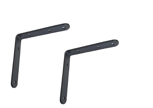 Image of Q1 Beads 4 Pack Metal 4 x 4 inches Heavy Duty 30 Kgs. Load Capacity L Clamp Angle Bracket Floating Shelf Bracket for Wall Shelf,Rack, Home,Shop, Showroom (4 x 4 Inches, Black Powder Coated)