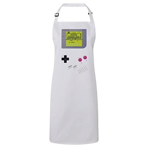 Tablier cuisine blanc retro video game pour vos barbecues et soirées geek