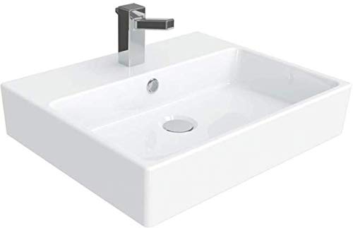 WS Bath Collections Simple 50.40B.01 Ceramic Above Counter/Wall Mount Rectangular Bathroom Sink, 19.7" L x 15.7" W x 4.9" H, White