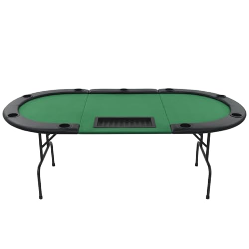 Lauuoeriau Furniture Item home Klappbarer Pokertisch für 9 Spieler, 3-fach faltbar, oval, grün-Möbel – Bild 4