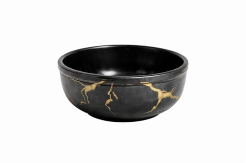 Image of AURKA 4.5 Inch Melamine Soup Bowls Set of 6 (350 ml) | Black /Gold | Serving Bowls for Soup, Salad, Noodles, Pasta, Oatmeal | Durable & Stylish Dinnerware for Daily & Special Use