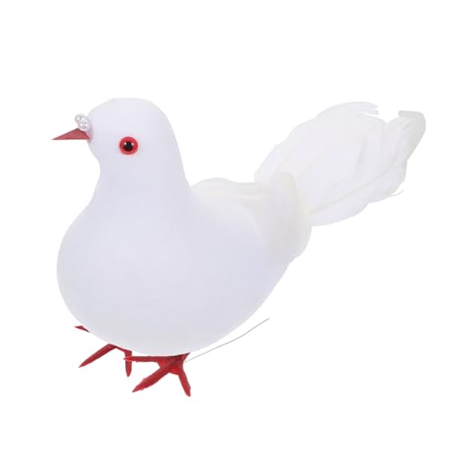 GALPADA Simulación Paloma Blanca Decorativa Pequeña de Resina, Adorno Artesanal para Jardín y Decoración de Exteriores, Estatua Realista de Ave para Hogar y Accesorios de Escenas
