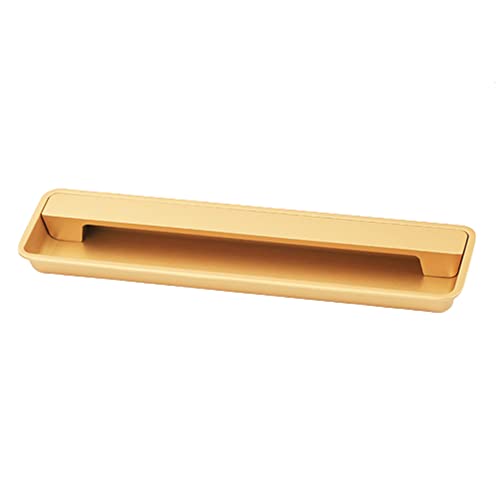 Gold Sliding Door Handle Cabinet Drawer Knob Zinc Alloy Recessed Flush Finger Pull with Screws, Hole Spacing: 128mm